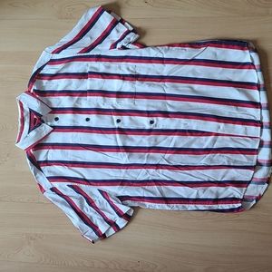 H&M striped, casual, button down short sleeve shirt